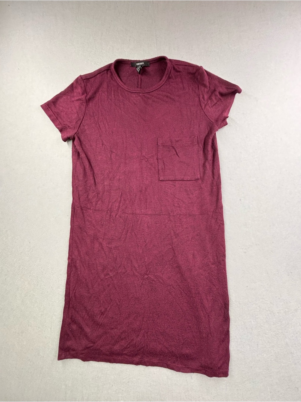 Forever 21 Burgundy Short Sleeve Pocket Tunic Dress